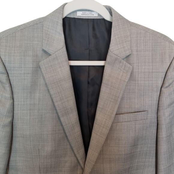 Express Blazer Mens 36R Gray Photographer Wool Fitted Suit Coat Jacket Career - Picture 2 of 9